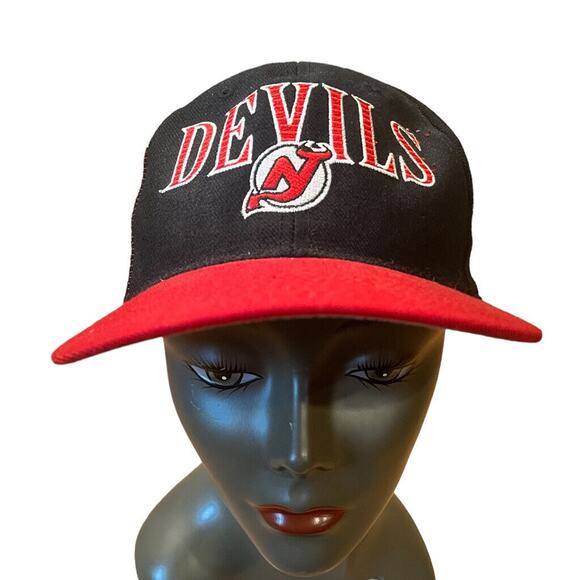 VTG New Jersey Devils Mens Hat Cap Blue Red SnapBack Sports Specialties NJ NHL - Picture 1 of 9